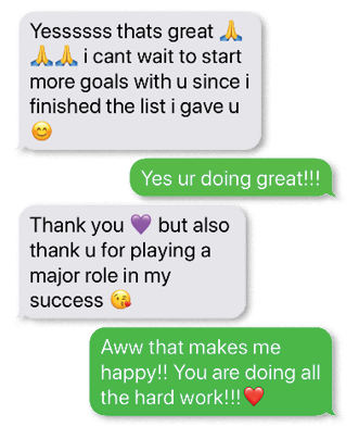An enthusiastic text from a Mobility Mentoring program participant to our Mobility Mentoring Specialist